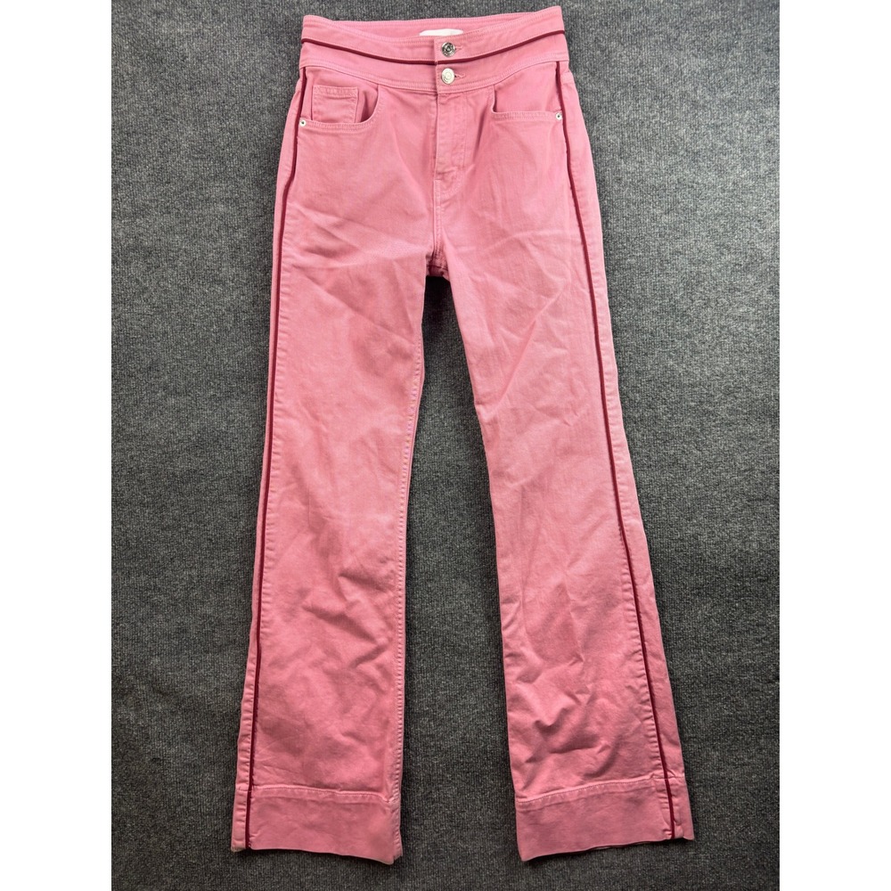Current/Elliott Flare Jeans Women 26 Pink High Waist Side Stripe Denim 8263-14